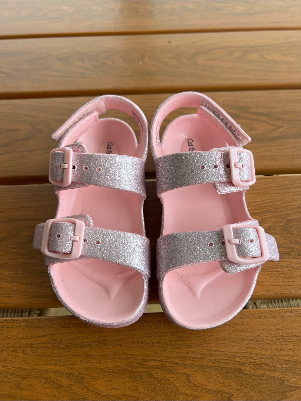 Cat & Jack Pink Glitter sandals, toddler 9